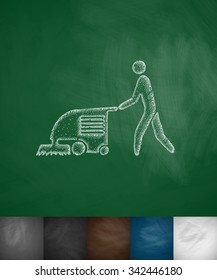 machine for cleaning floors icon. Hand drawn vector illustration. Chalkboard Design
