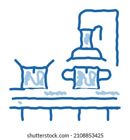 machine for close box sketch icon vector. Hand drawn blue doodle line art machine for close box sign. isolated symbol illustration