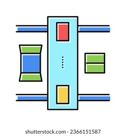 Maschine für geschlossene Boxen Farbsymbol Vektorgrafik. Maschine für Schilder mit geschlossenen Kisten. einzelne Symbolillustration