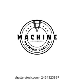 Máquina cnc láser logo diseño vintage etiqueta retro círculo