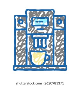 machine coffee brewing professional electronic equipment doodle icon sketch vector. machine coffee brewing professional electronic equipment sign. isolated symbol illustration