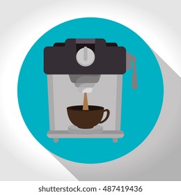 machine coffee with cup coffee graphic