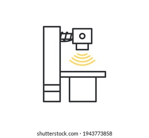 Machine for computed tomography thin line icon, Medical tests concept, MRI diagnostic sign on white background, Xray icon in outline style for Mobile. Vector graphics
