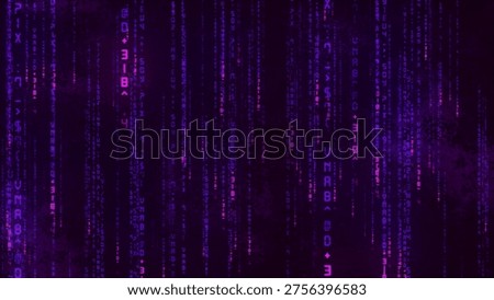 Machine computing. Endless data analysis. Random numbers and symbols, program code numbers. Digital data technology concept. Matrix. Vector illustration.