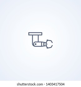 Machine concept industrial robotic arm, vector best gray line icon on white background, EPS 10