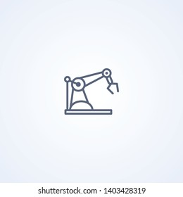 Machine concept industrial robotic arm manipulator, vector best gray line icon on white background, EPS 10
