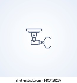 Machine concept industrial robotic assembly arm, vector best gray line icon on white background, EPS 10