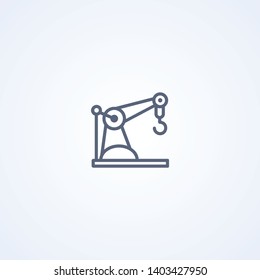 Machine concept industrial robotic crane, vector best gray line icon on white background, EPS 10