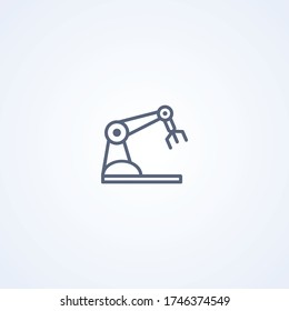 Machine concept industrial robotic hand, vector best gray line icon on white background, EPS 10