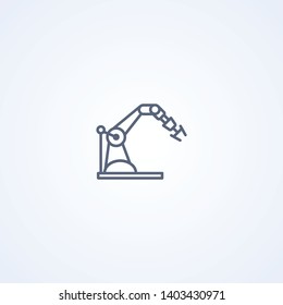 Machine concept industrial robotic manipulator, vector best gray line icon on white background, EPS 10