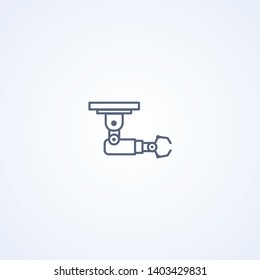 Machine concept robotic assembly arm, vector best gray line icon on white background, EPS 10
