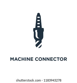 Machine connector plug icon. Black filled vector illustration. Machine connector plug symbol on white background. Can be used in web and mobile.