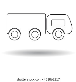 Machine contour truck white background Icon