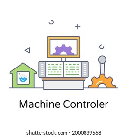 Machine controller flat outline editable vector 