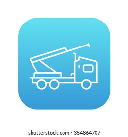 Machine with a crane and cradles line icon for web, mobile and infographics. Vector white icon on the blue gradient square with rounded corners isolated on white background.
