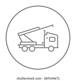 Machine with a crane and cradles line icon.