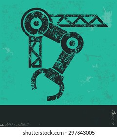 Machine design on green background,grunge vector