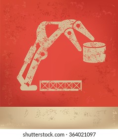 
Machine design on red background,grunge vector