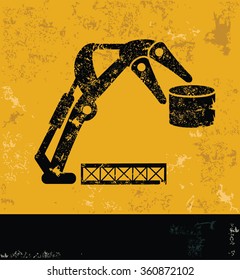 Machine design on yellow background,grunge vector