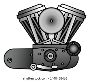 Machine Design Technology V-Engine Motorcycle 
