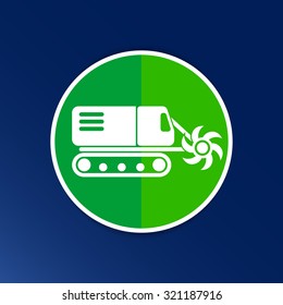 Machine digging cave icon vector button logo symbol concept.