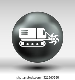 Machine digging cave icon vector button logo symbol concept.