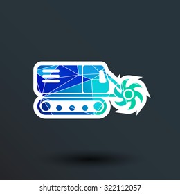 Machine digging cave icon vector button logo symbol concept.