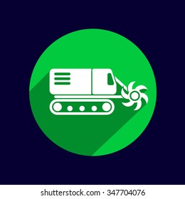 Machine digging cave icon vector button logo symbol concept.