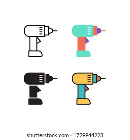 machine drill icon vector with different style design. isolated on white background
