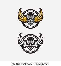 machine  engine and heavy equipment logos design icon sign vector illustration