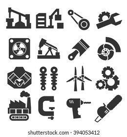 machine, engine icon set