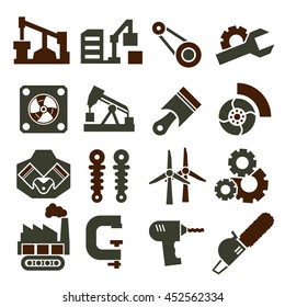 machine, engine icon set