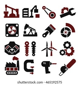 machine, engine icon set