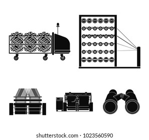 Machine, equipment, spinning, and other web icon in black style., Appliances, inventory, textiles icons in set collection.