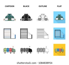 Machine, equipment, spinning, and other web icon in cartoon,black,outline,flat style., Appliances, inventory, textiles icons in set collection.