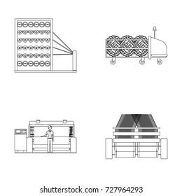 Machine, equipment, spinning, and other web icon in outline style., Appliances, inventory, textiles icons in set collection.