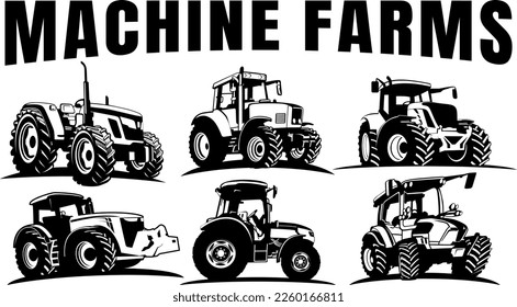 machine farm logo icon design vector