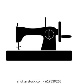 Machine for fast sewing. Sewing or tailoring tools kit single icon in black style vector symbol stock illustration.