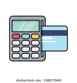 machine flat color line icon 