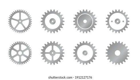 Engranaje de máquina, conjunto de ilustraciones del icono del vector de la rueda ( plata )