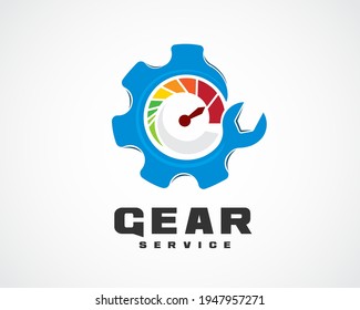 machine gear repair logo symbol design illustration