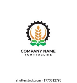 Machine gear technology and green leaf  for bussines logo stock vector