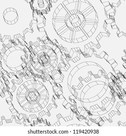 Machine Gear Wheel Cogwheel Seamless Pattern, EPS10 Vector background