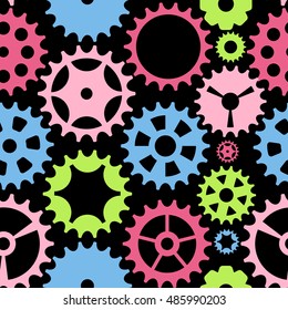 Machine Gear Wheel Cogwheel Seamless Pattern Background. Vector illustration. EPS10