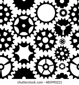 Machine Gear Wheel Cogwheel Seamless Pattern Background. Vector illustration. EPS10
