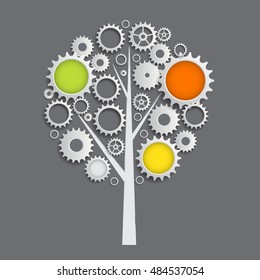 Machine Gear Wheel Cogwheel Tree Concept. Vector illustration. EPS10