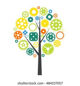 Machine Gear Wheel Cogwheel Tree Concept. Vector illustration. EPS10
