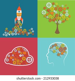 Machine Gear Wheel Cogwheel Vector set of creative images