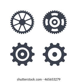 Machine gear wheel vector icons isolated on white background. Simple cogwheel symbols set