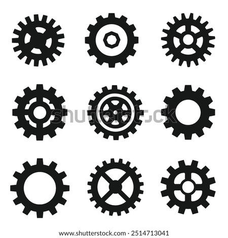 Machine Gear. Wheels Cogs Cliparts. Cogs Gear icon vector 